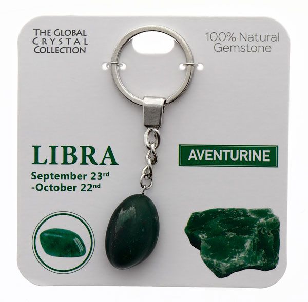 Aventurine Natural Gem Keyring - 'Libra'