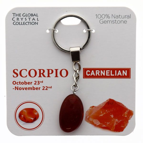 Carnelian Natural Gem Keyring - 'Scorpio'