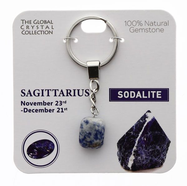 Sodalite Natural Gem Keyring - 'Sagittarius'