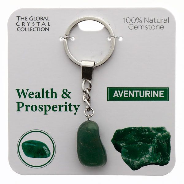 Aventurine Natural Gem Keyring - 'Wealth & Prosperity'