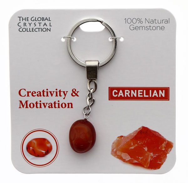 Carnelian Natural Gem Keyring - 'Creativity & Motivation'