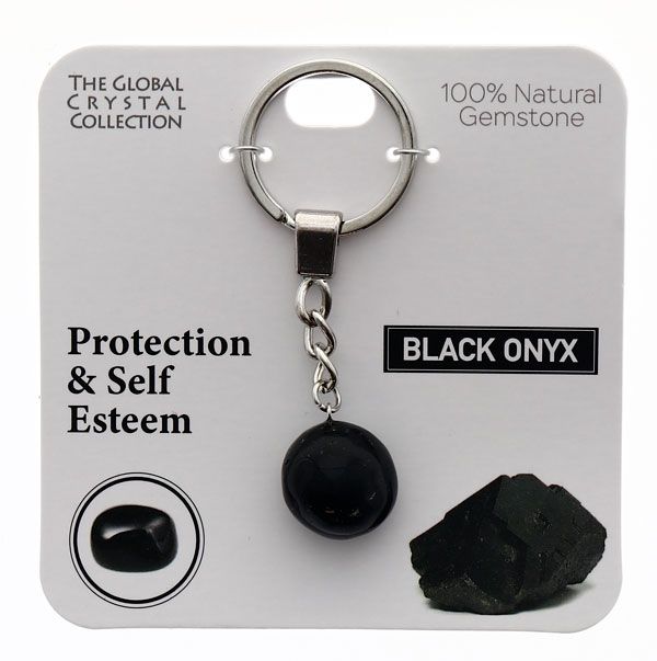 Black Onyx Natural Gem Keyring - 'Protection & Self Esteem'