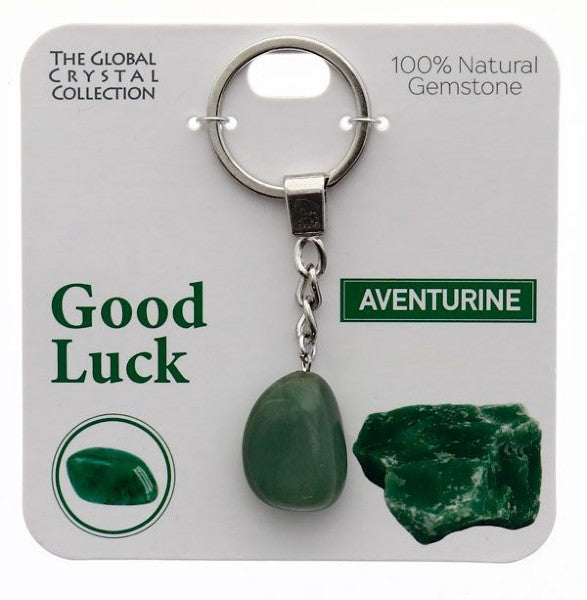 Aventurine Natural Gem Keyring - 'Good Luck'