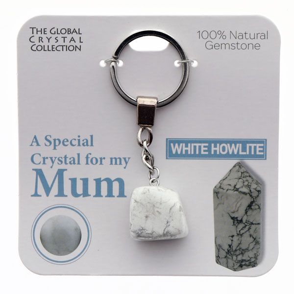 White Howlite Natural Gem Keyring - 'A Special Crystal For My Mum'