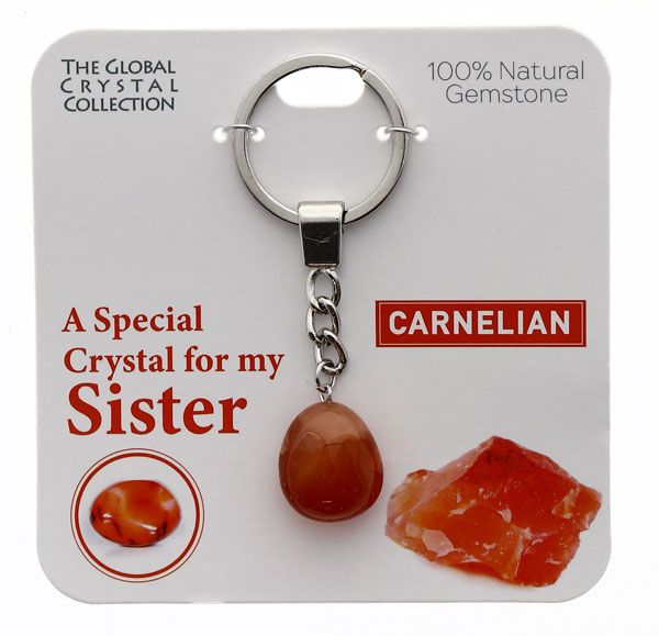 Carnelian Natural Gem Keyring - 'A Special Crystal For My Sister'