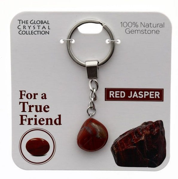 Red Jasper Gem Keyring - 'For a True Friend'