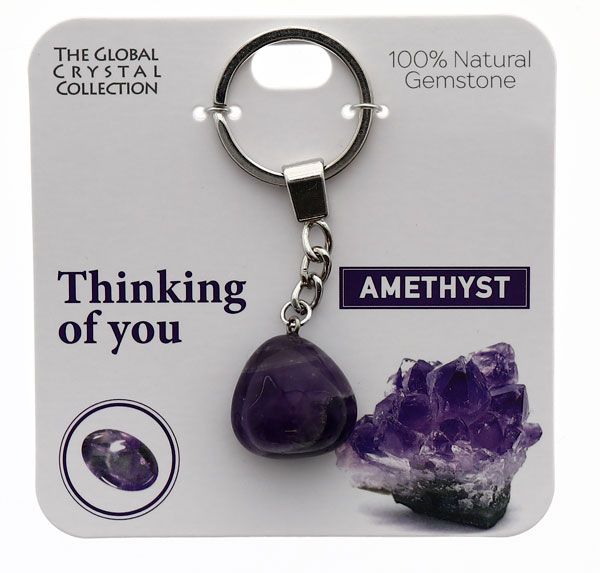 Amethyst Natural Gem Keyring - 'Thinking Of You'