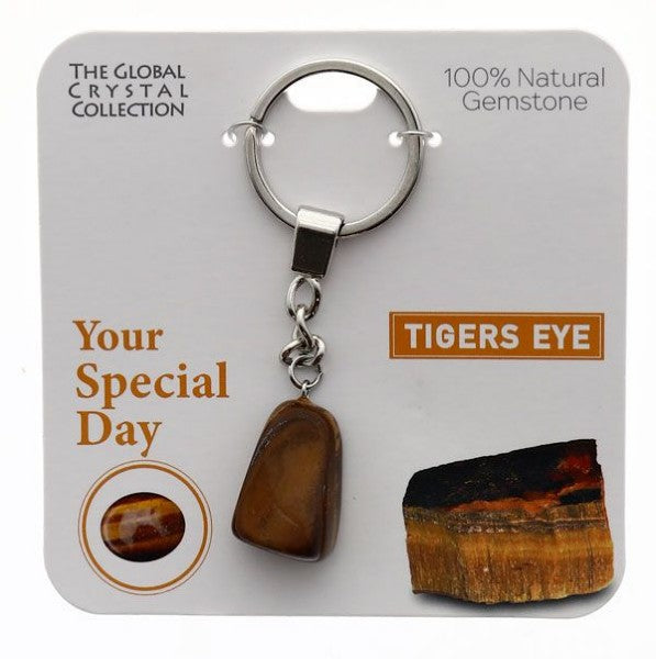 Tigers Eye Natural Gem Keyring - 'Your Special Day'