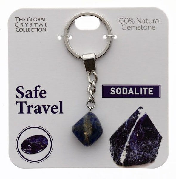 Sodalite Natural Gem Keyring - 'Safe Travel'