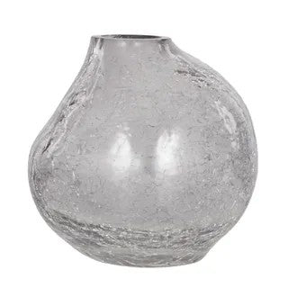 Crackle Glass Vase - Smoke