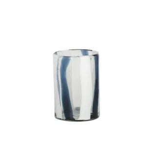 Stripe Blue & White Glass Vase