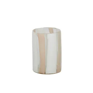 Stripe Pink & White Glass Vase