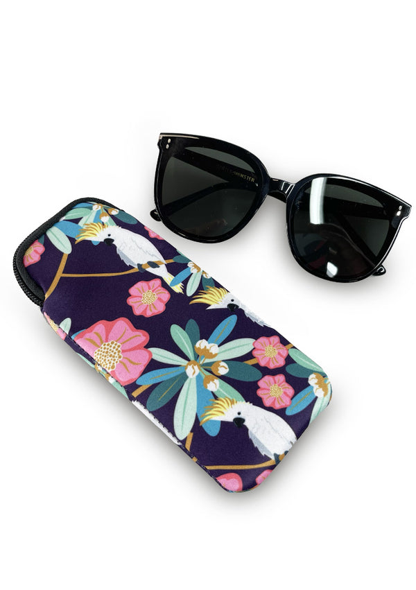 Neoprene Sunglasses Case – Cockatoo Pattern