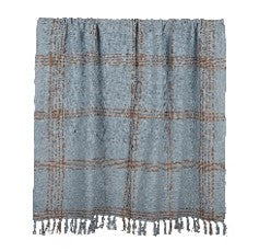 Saville Blue & Tan Cotton Throw