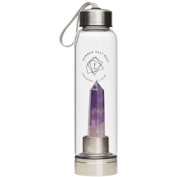 Amethyst Crystal Elixir Glass Water Bottle - 550ml