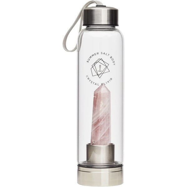 Rose Quartz Crystal Elixir Glass Water Bottle - 550ml