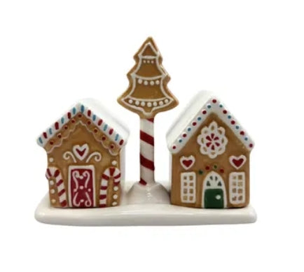S/3 Gingerbread House S&P 5x9cm Ceramic Brown