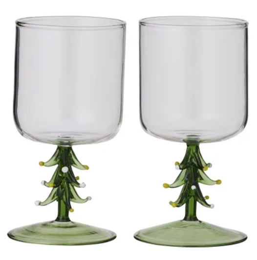 Set of 2 Xmas Tree Wine Glass