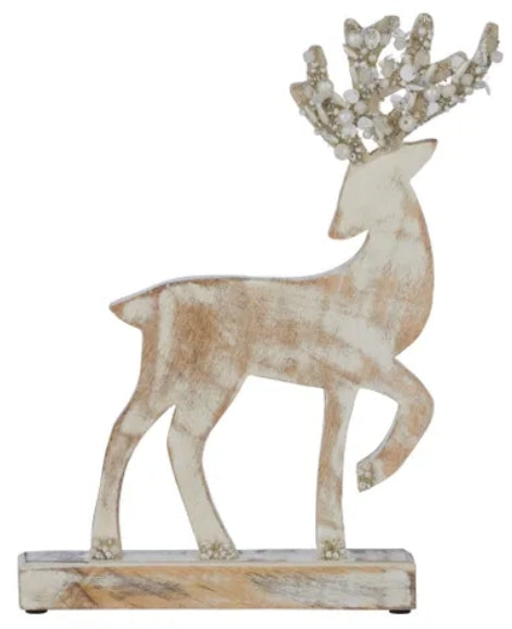 Wooden Deer with red stones