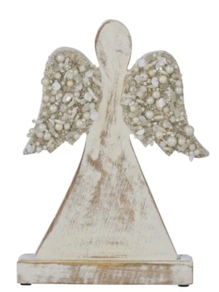 Wooden Angel with red stones