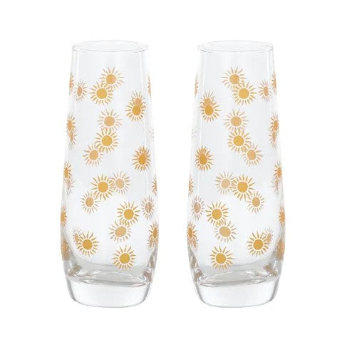 Novelty Set of 2 Glass Flutes - Sunshine