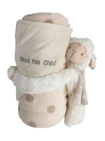 Lamb Hugging Blanket - Bless This Child