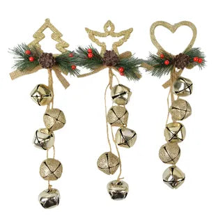 Gold & Pine Hanger with Bells