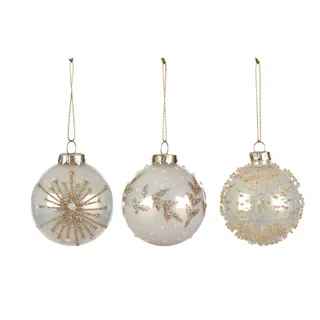 Pearl Gold Glittery Glass Bauble 6cm