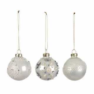 Pearl and White Glass Bauble 6cm