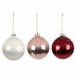 White, Red and Pink Glass Bauble 8cm