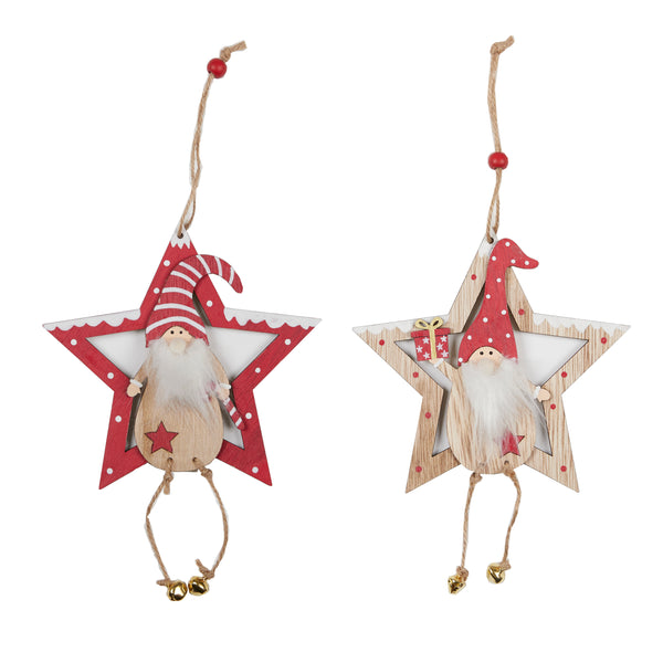 Wood Star with Santa Tree Hanger