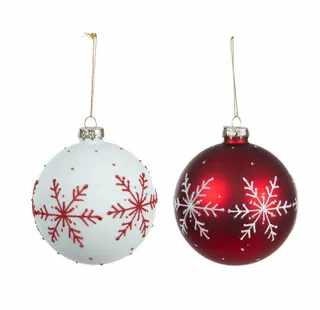 White and Red Glass Bauble