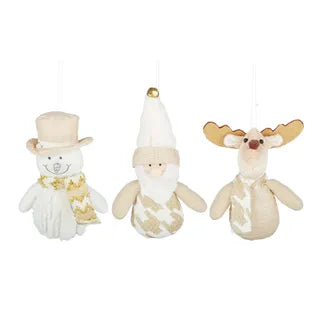 Fabric Santa, Snowman and Deer Hangers