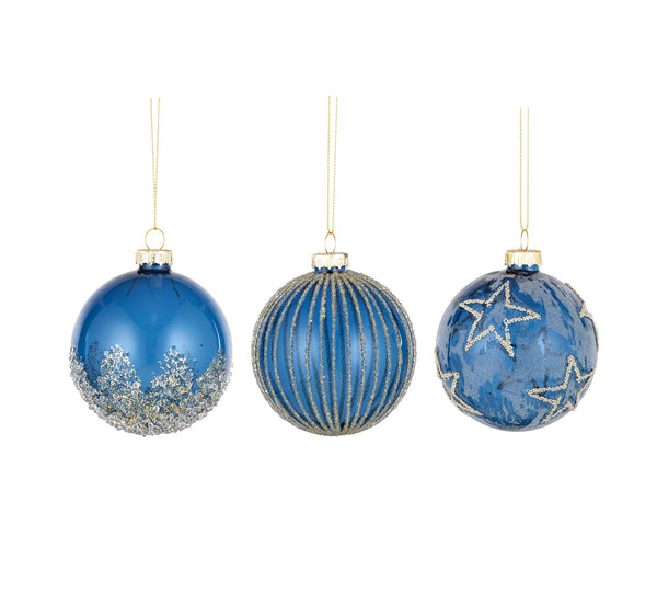 Blue and Silver Glass Marine Bauble