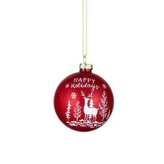 Happy Holidays Glass Bauble