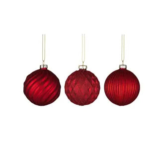 Bright Red Glass Bauble 8CM