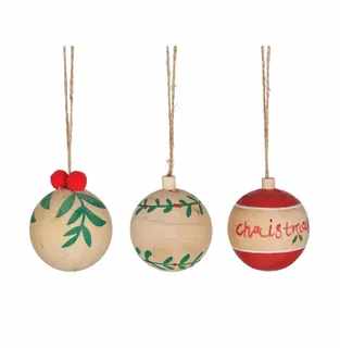 Set of 3 Christmas Baubles MDF