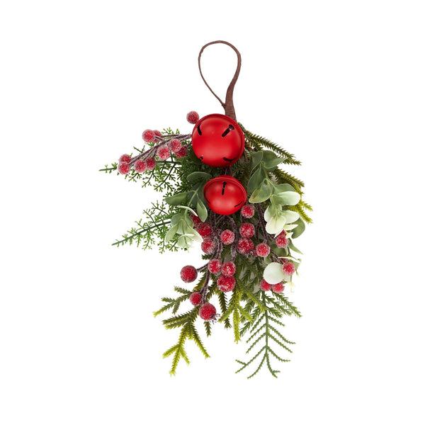 Christmas Berry Leaf Tear Bell Drop Hanger