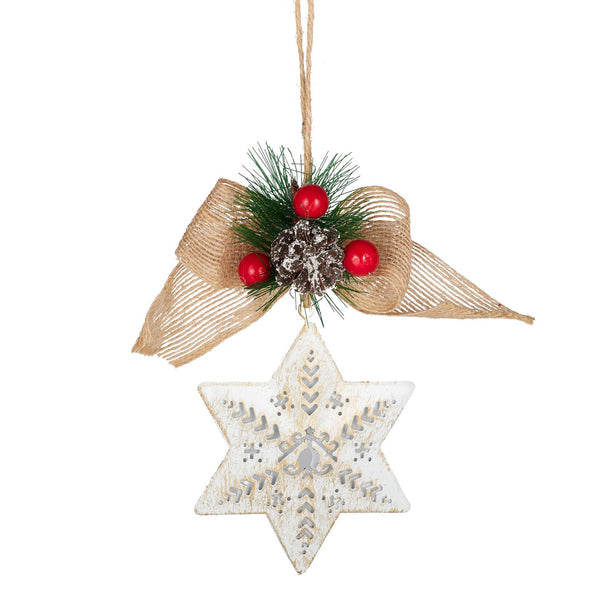 White Star with Pinecone Hanger Metal