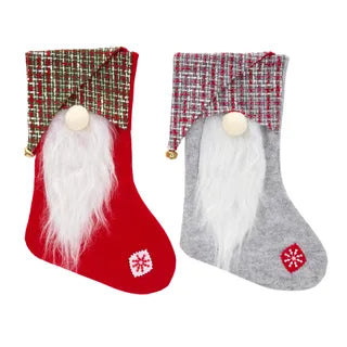 Santa Gnome Fabric Stocking