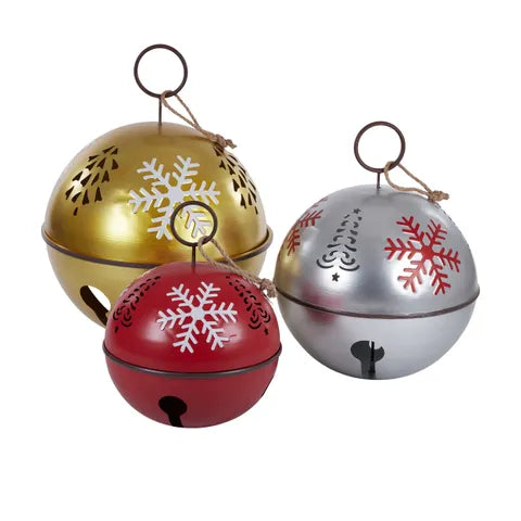 Set of 3 Bells with Snowflakes