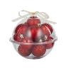 Set of 14 Red Plastic Baubles in Round Box