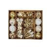 Set of 70 Boxed Xmas Plastic Decorations Gold and White