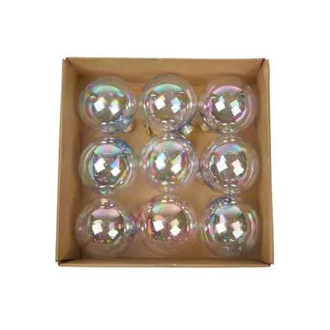 Set 9 10cm Baubles Box Plastic Lustre