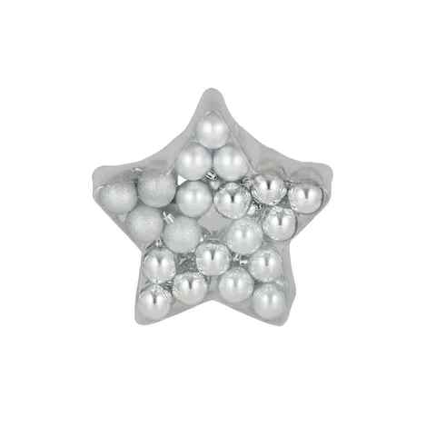 Silver Star Box Plastic Baubles Set of 40