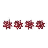 Set of 4 Red Poinsettia Felt Coaster