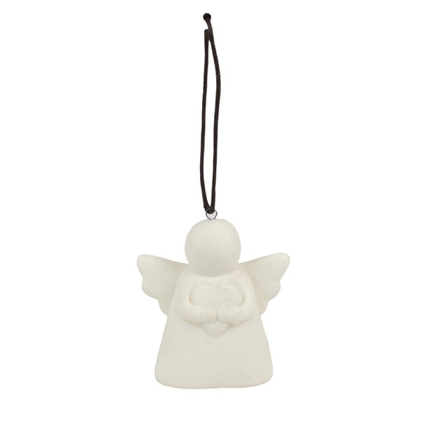 White Ceramic Hanging Angel with a Heart