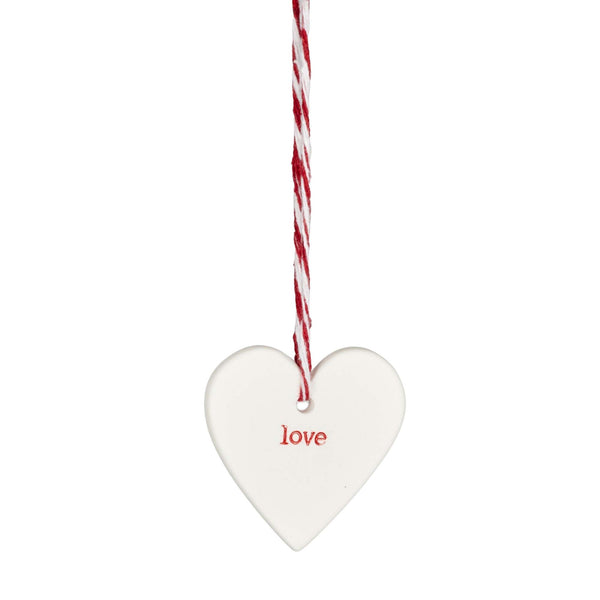 White Ceramic Love Heart Hanger