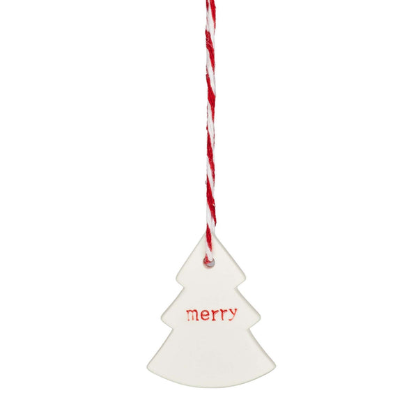 White Ceramic Christmas Tree Hanger