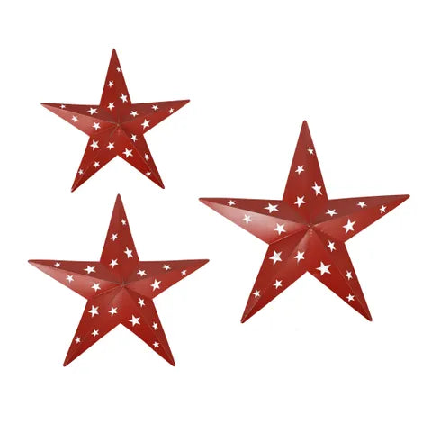 Set of 3 Metal Red Stars